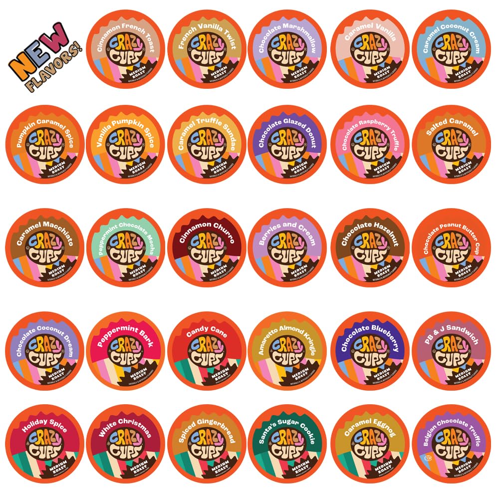Crazy Cups variety pack front view, perfect for flavor exploration at home.