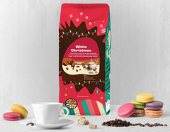 Crazy Cups White Christmas coffee cup with aroma ideal for hot or iced brews.