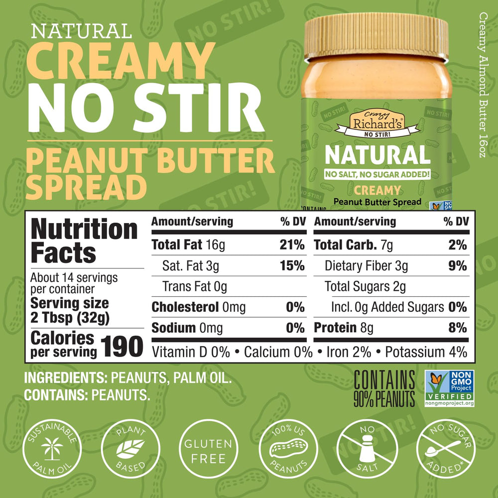Crazy Richard's No Stir peanut butter on toast for quick breakfast.