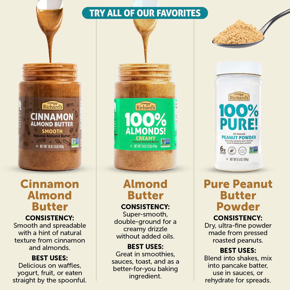 Crazy Richard's non-GMO US peanuts indicating high quality ingredients