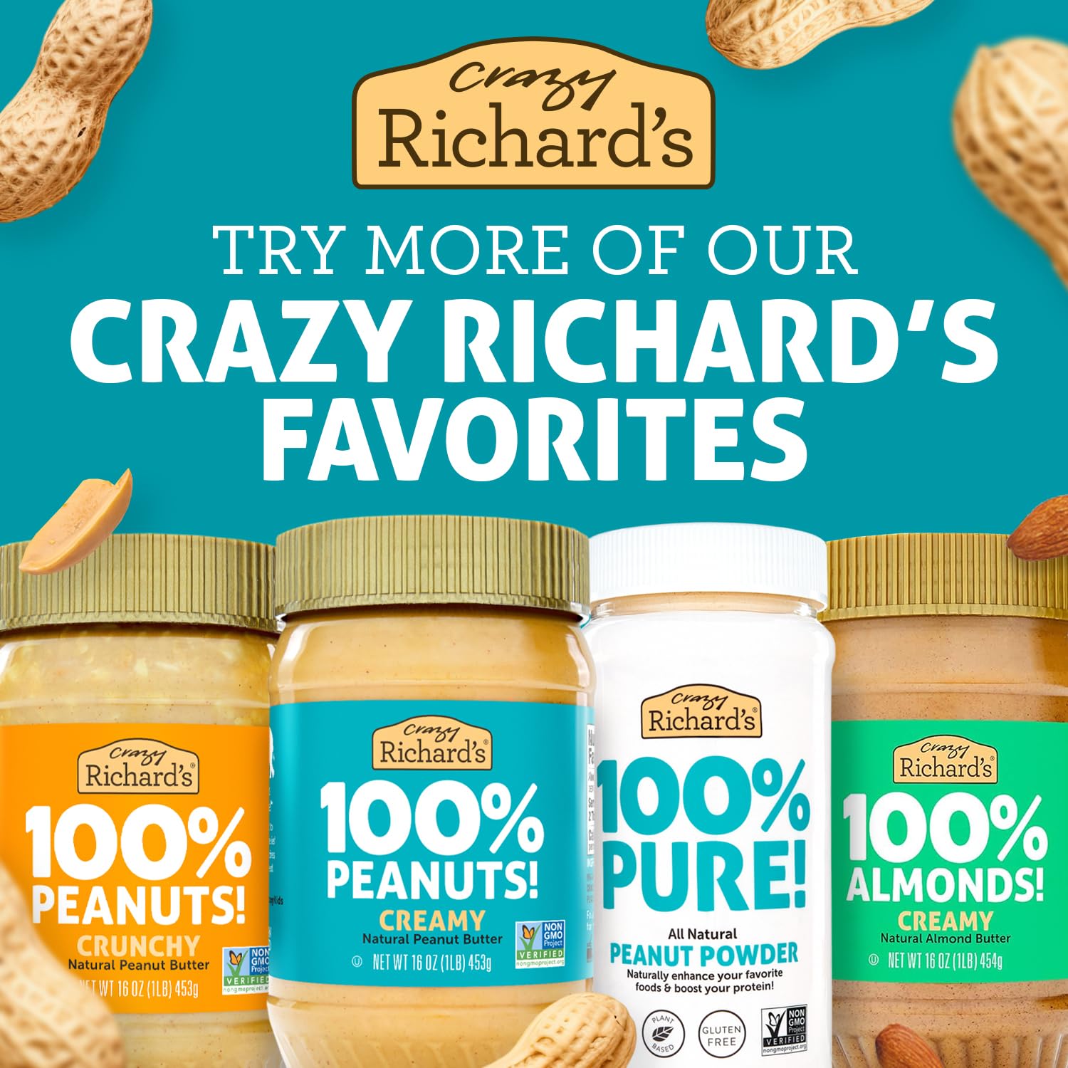 Crazy Richard's kosher-certified peanut powder for trusted family cooking.