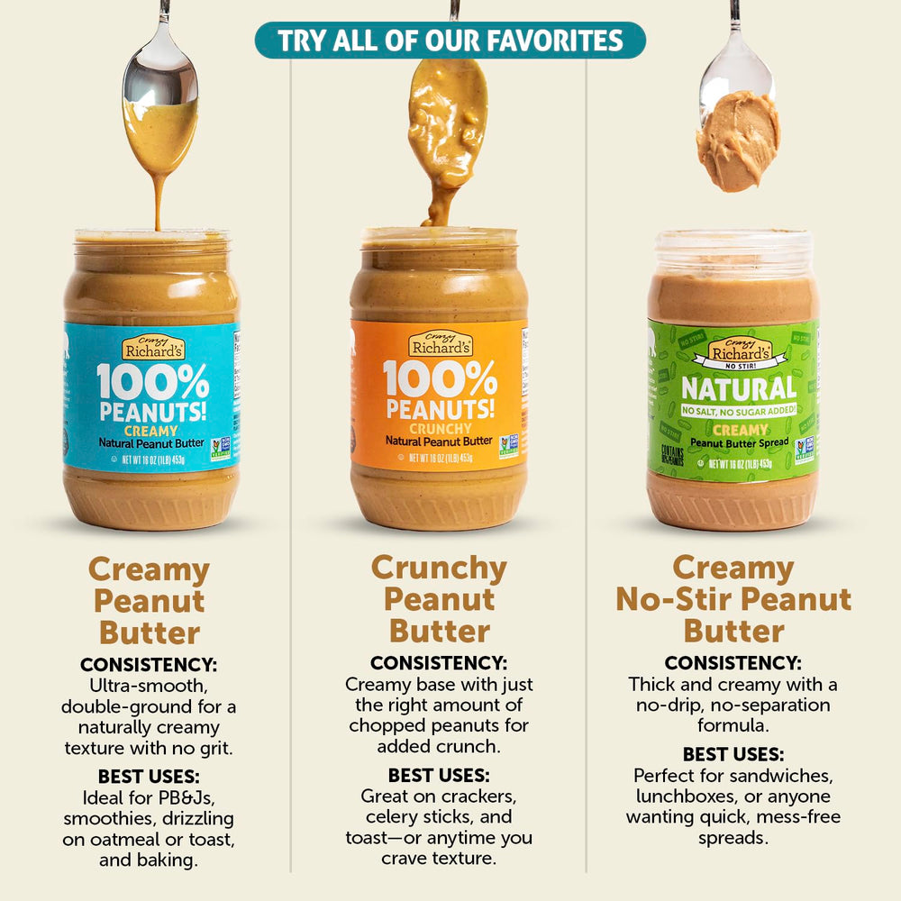 Crazy Richard's vegan peanut butter ingredients emphasising plant-based goodness