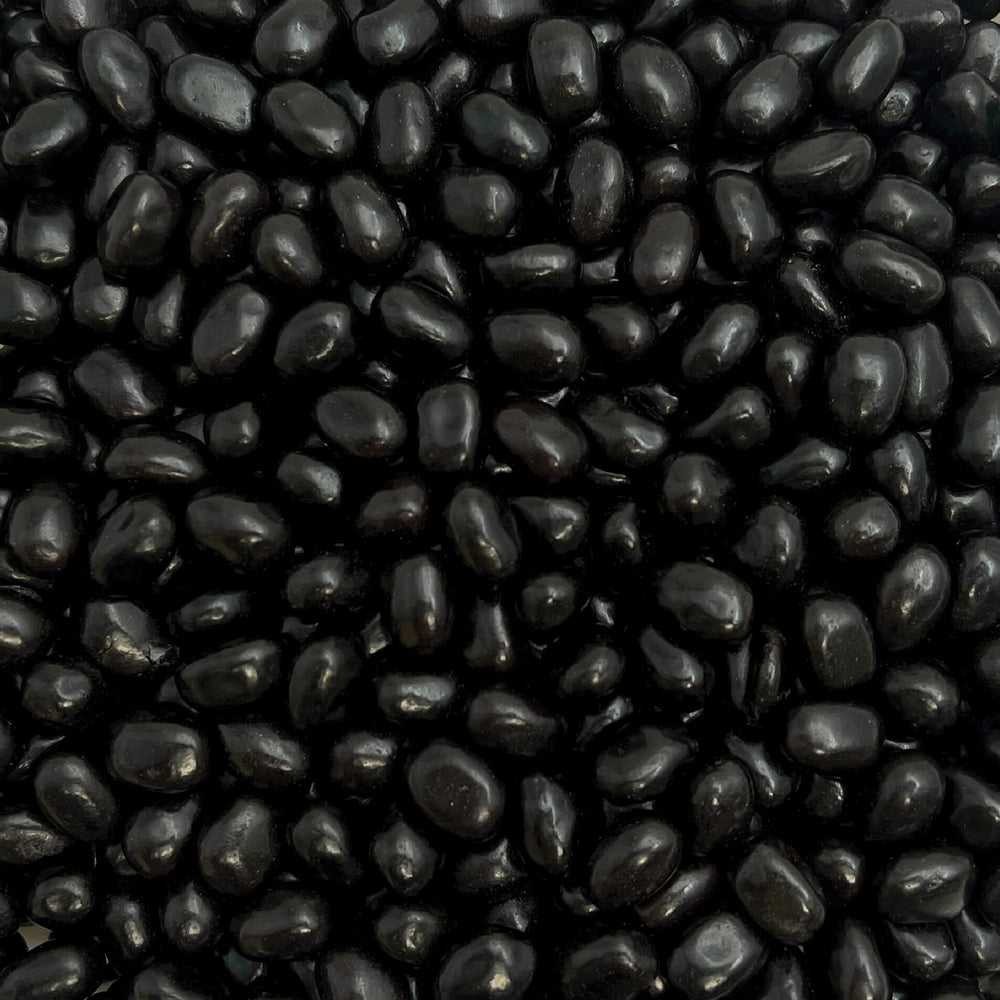 CRAZYOUTLET Black Licorice Jelly Beans 2lb bag for bulk snacking and display.