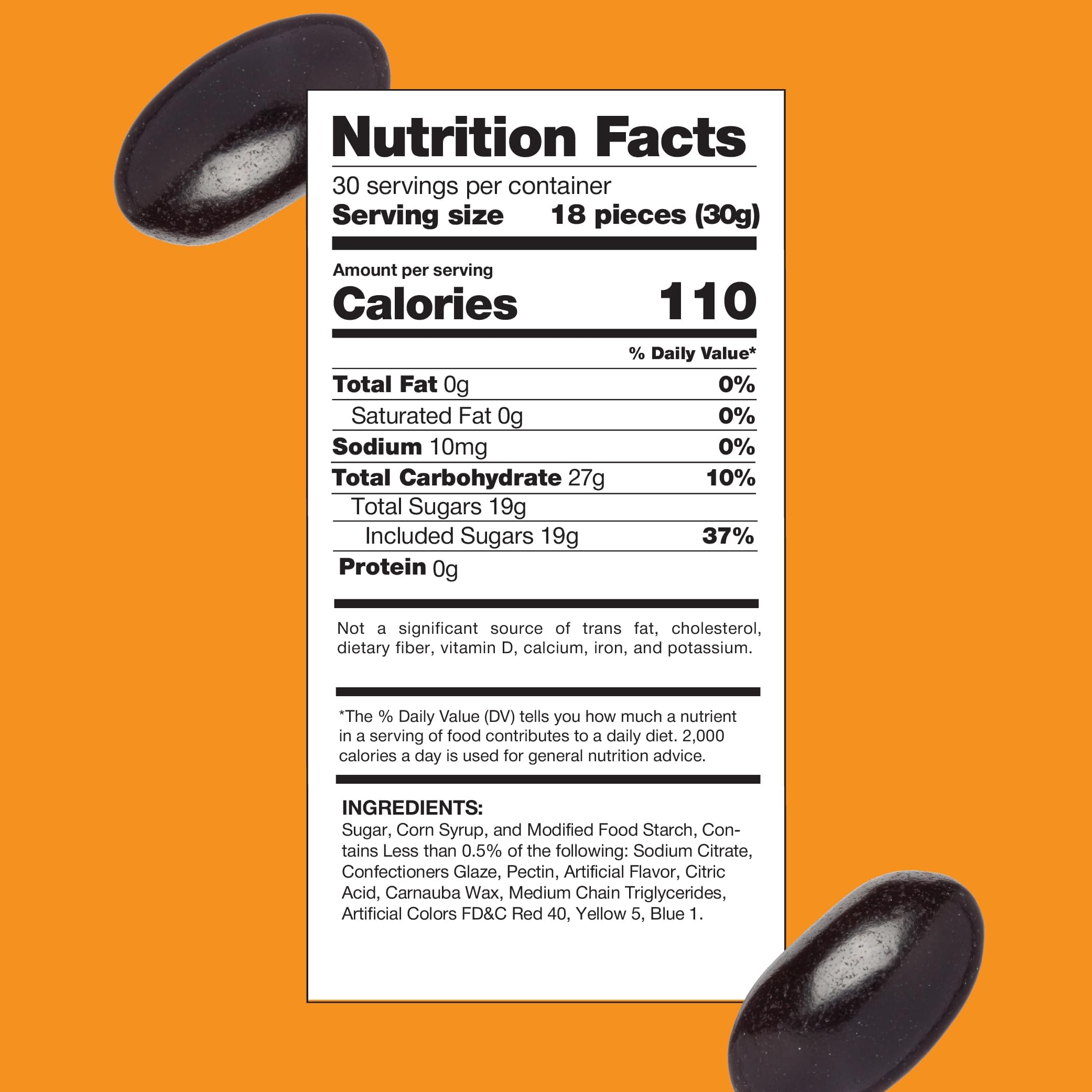 CRAZYOUTLET Black Licorice Jelly Beans glossy shell close-up highlighting chewy texture.