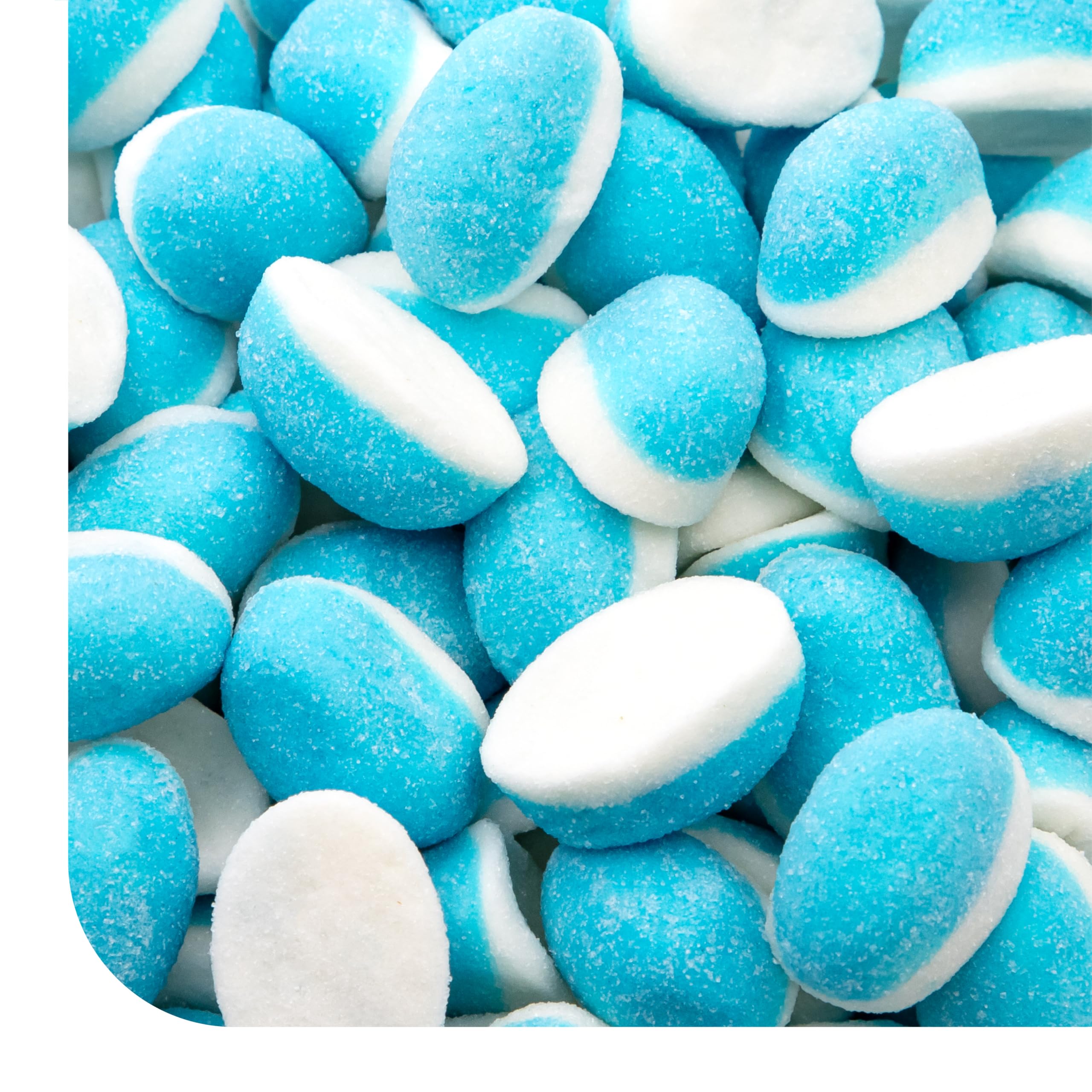 CrazyOutlet Blue Raspberry Puffs 1lb pack closeup showing bright color and soft chew.