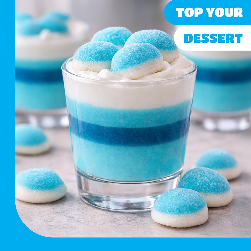CrazyOutlet Blue Raspberry Puffs brighten Easter jars and gift bags.
