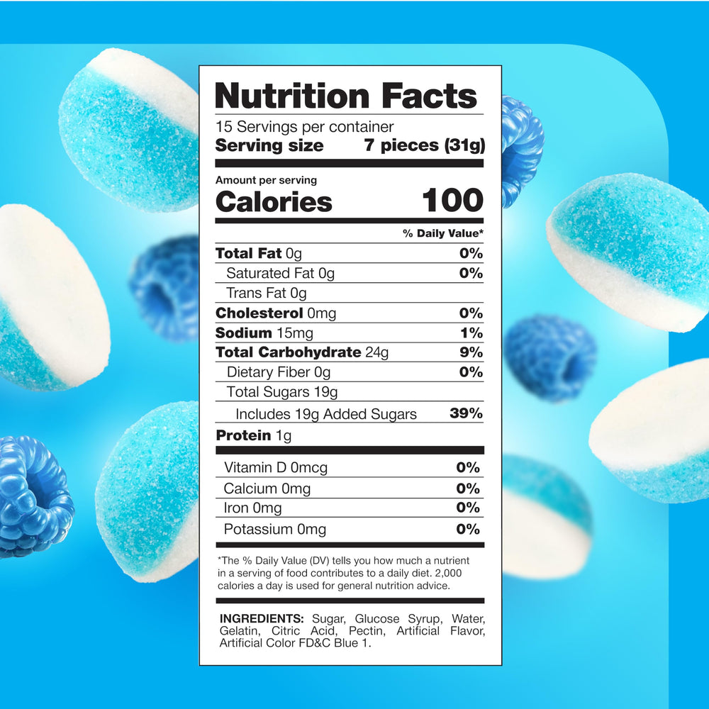 CrazyOutlet Blue Raspberry Puffs closeup, ideal for dessert tables and party displays.