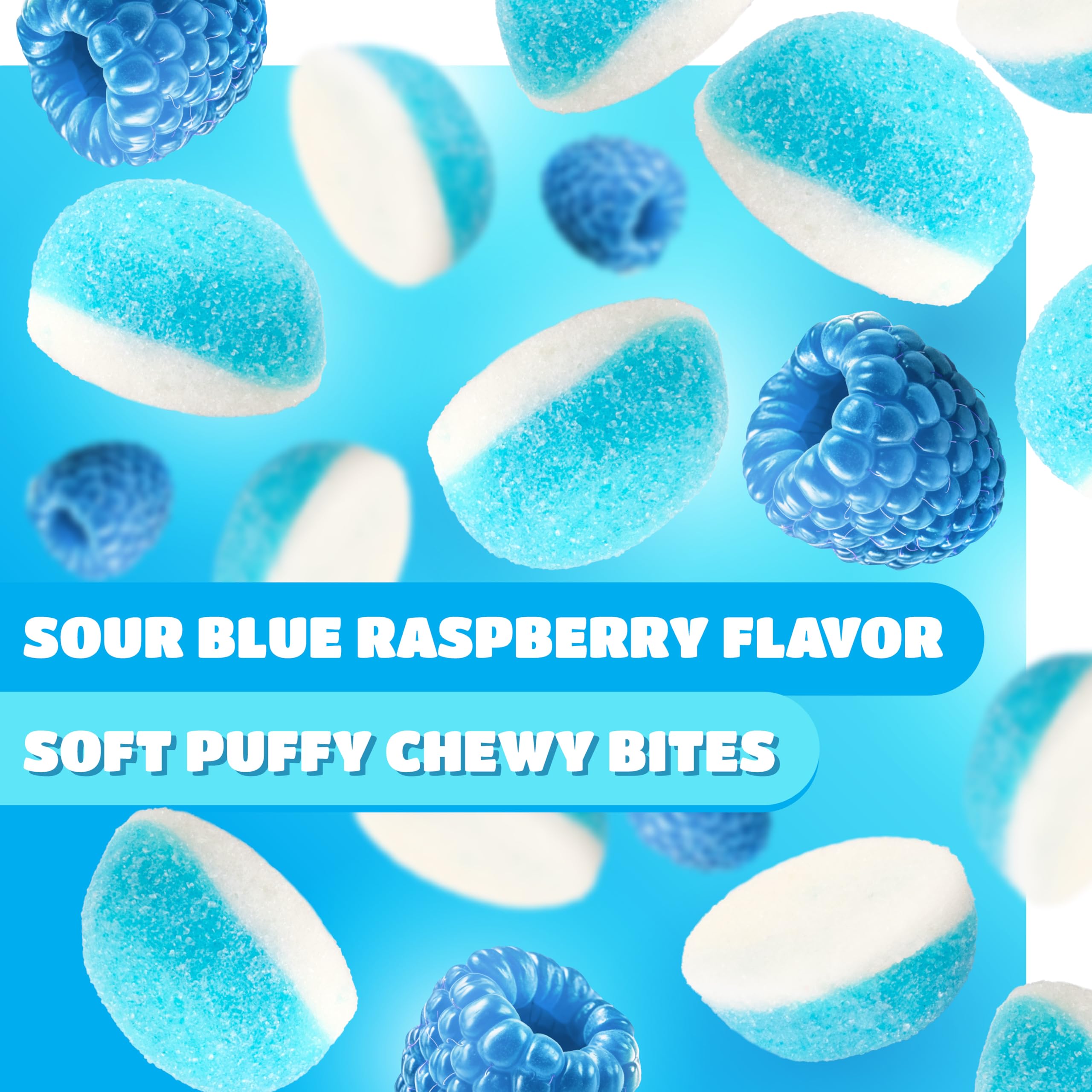 CrazyOutlet Blue Raspberry Puffs add color to candy buffets.