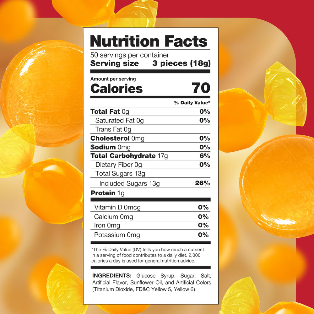 CrazyOutlet butterscotch candy gold discs, individually wrapped for convenient snacking.