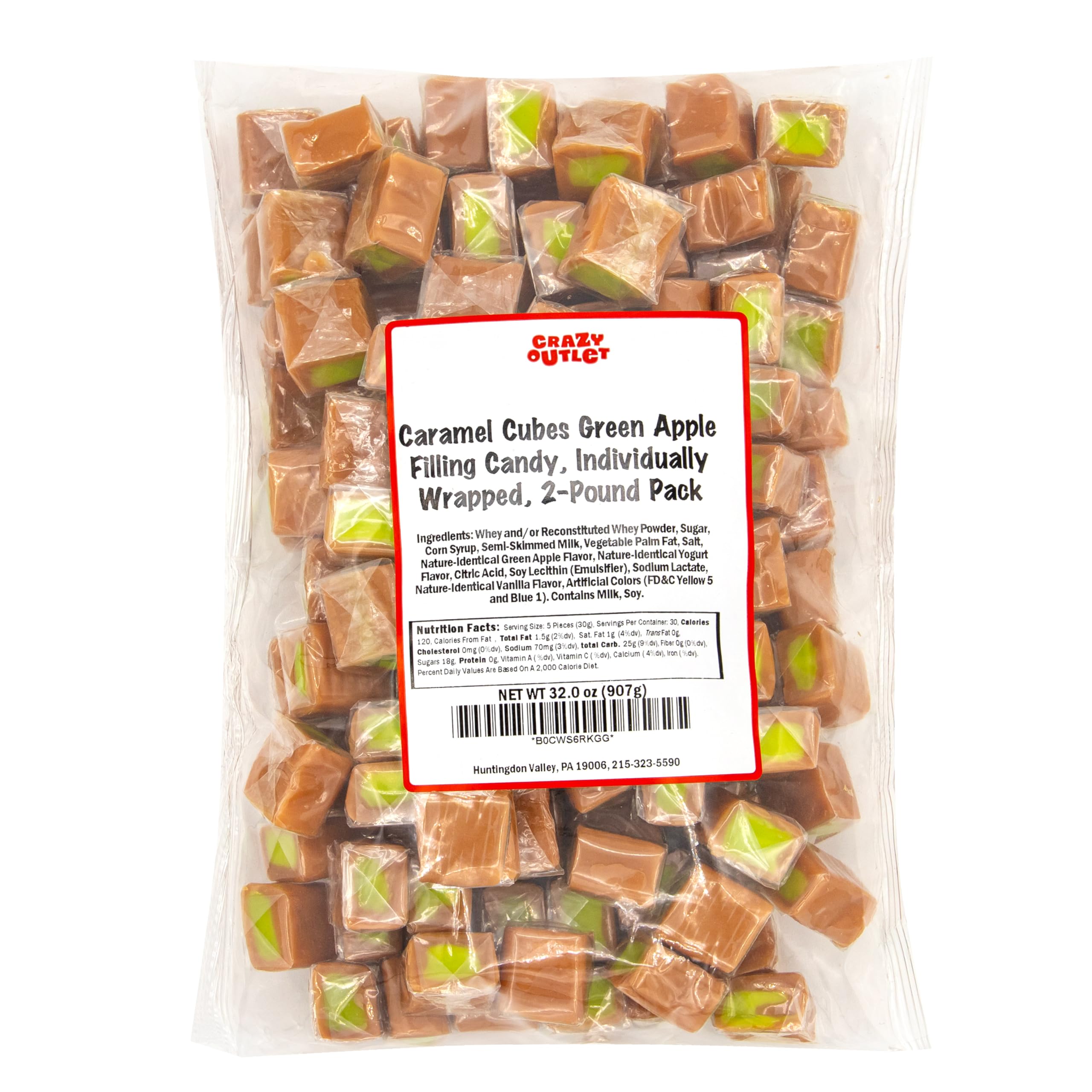 CrazyOutlet caramel cubes stored neatly in a pantry for future treats.