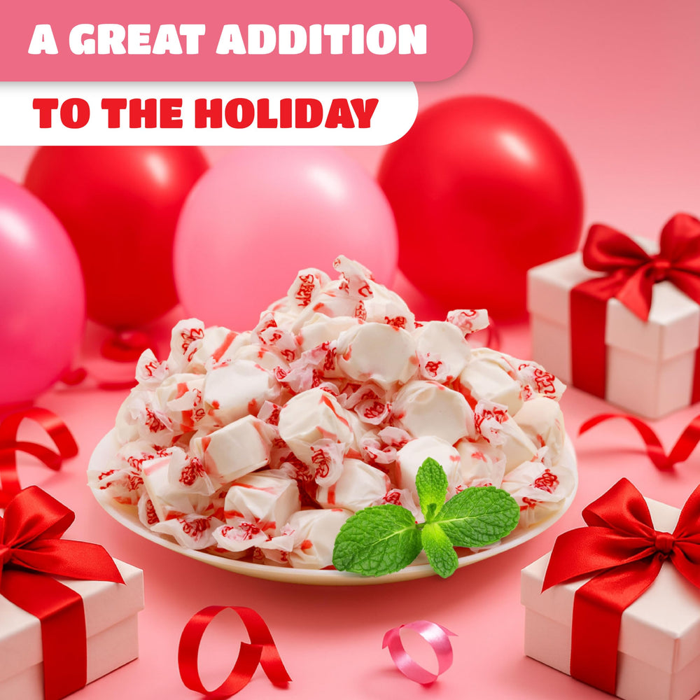 CrazyOutlet peppermint taffy gift bags for parties and stockings.