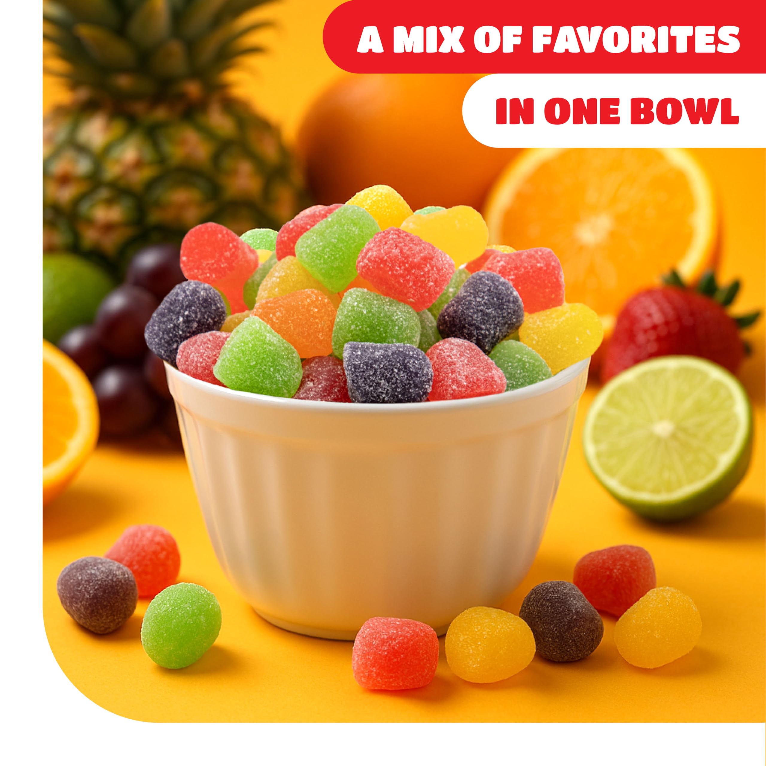 CrazyOutlet Gum Drops pineapple and strawberry flavors work for gatherings.