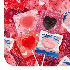 CrazyOutlet heart lollipops 2lb box, vibrant red and pink colors for celebration treats.