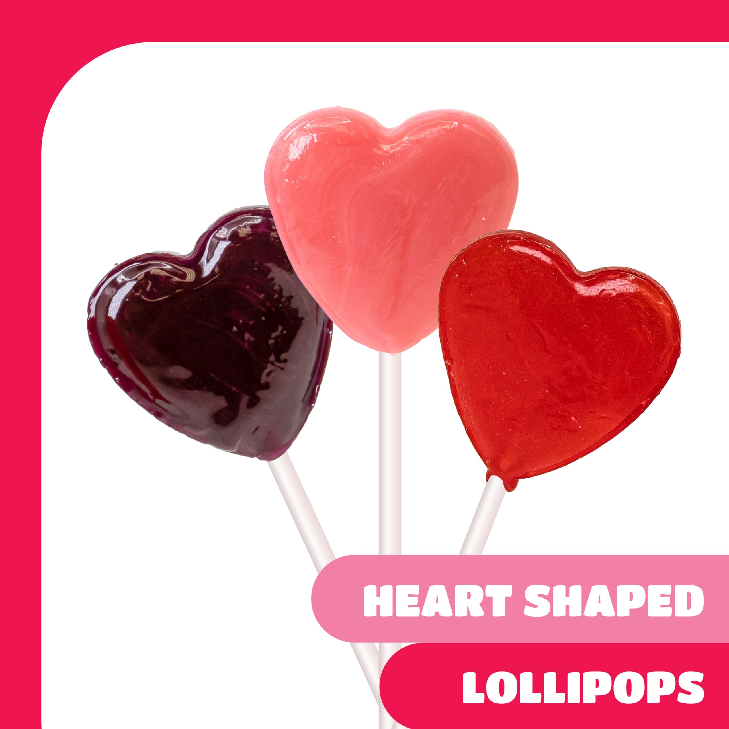 CRAZYOUTLET heart lollipops strawberry flavor bright pink treat for gift bags