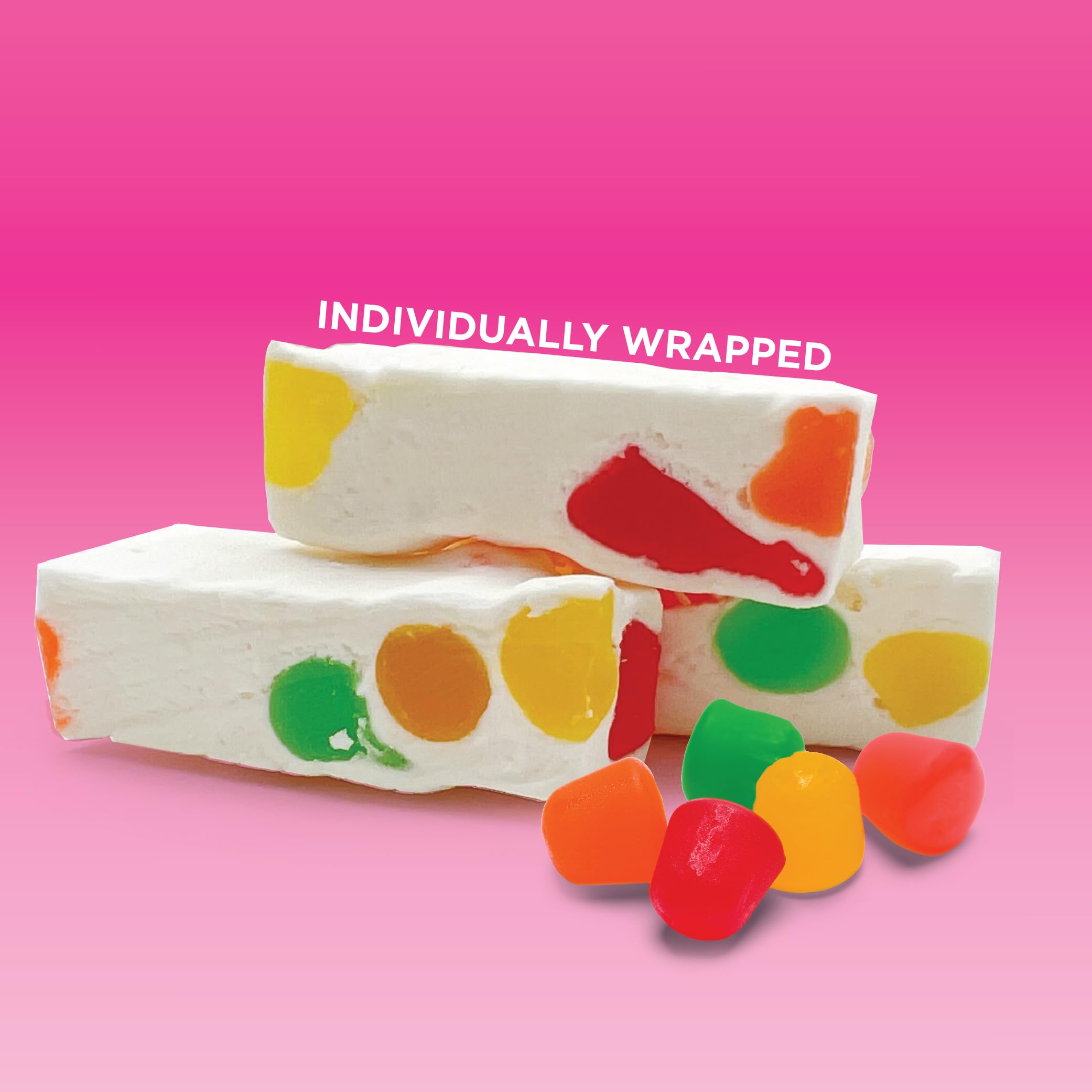 CRAZYOUTLET Jujube Nougat with fruity jelly bits add colorful sweetness to every bite.