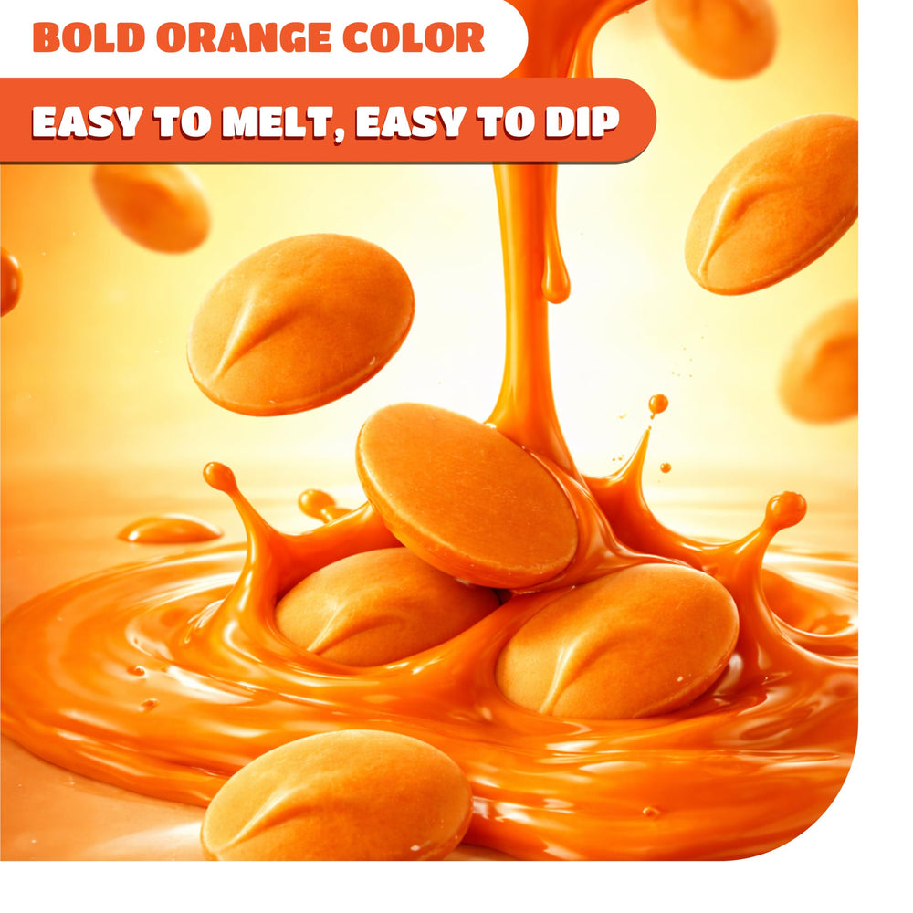 CRAZYOUTLET Merckens Orange melts baking use in seasonal candy projects.