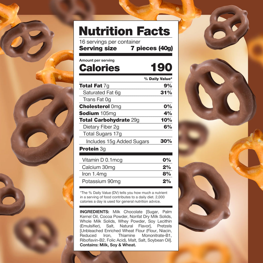CRAZYOUTLET milk chocolate pretzels closeup reveals crisp center and creamy coating.