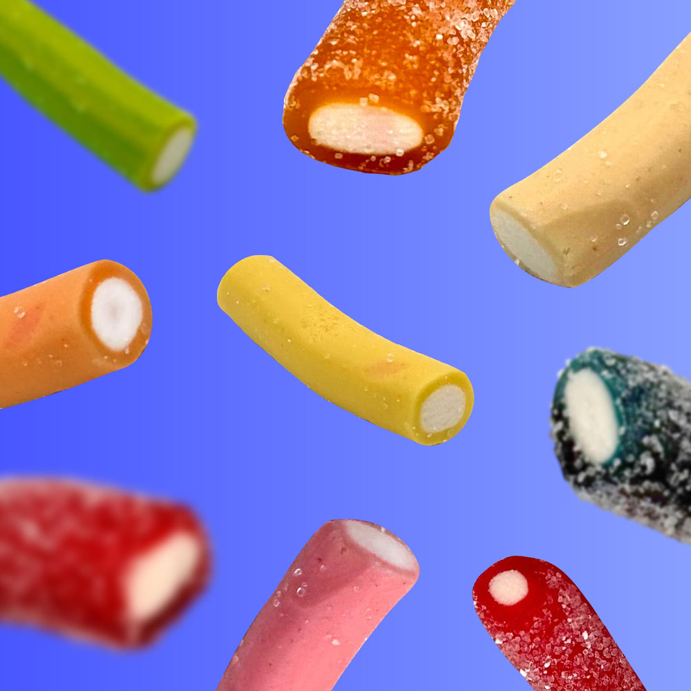 Soft chewy exterior with creamy center in Pencil Bites gummies