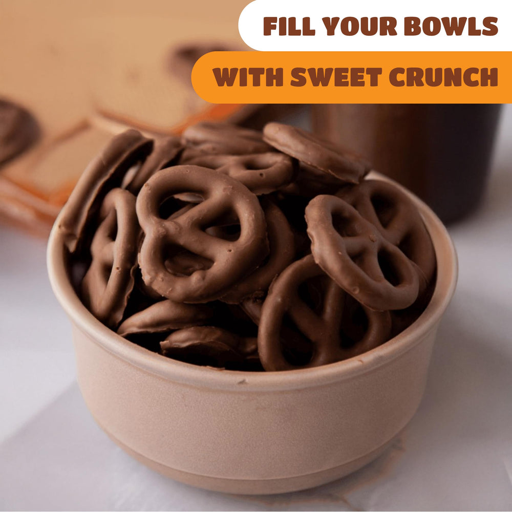 CRAZYOUTLET chocolate-covered pretzels displayed on a tray for easy party-snack planning.