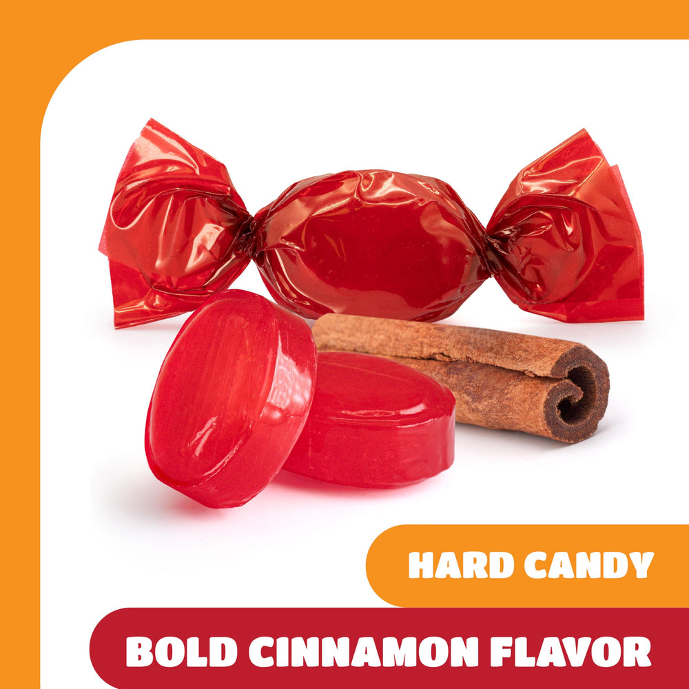 CRAZYOUTLET red glossy cinnamon candy highlights vibrant color in jars.