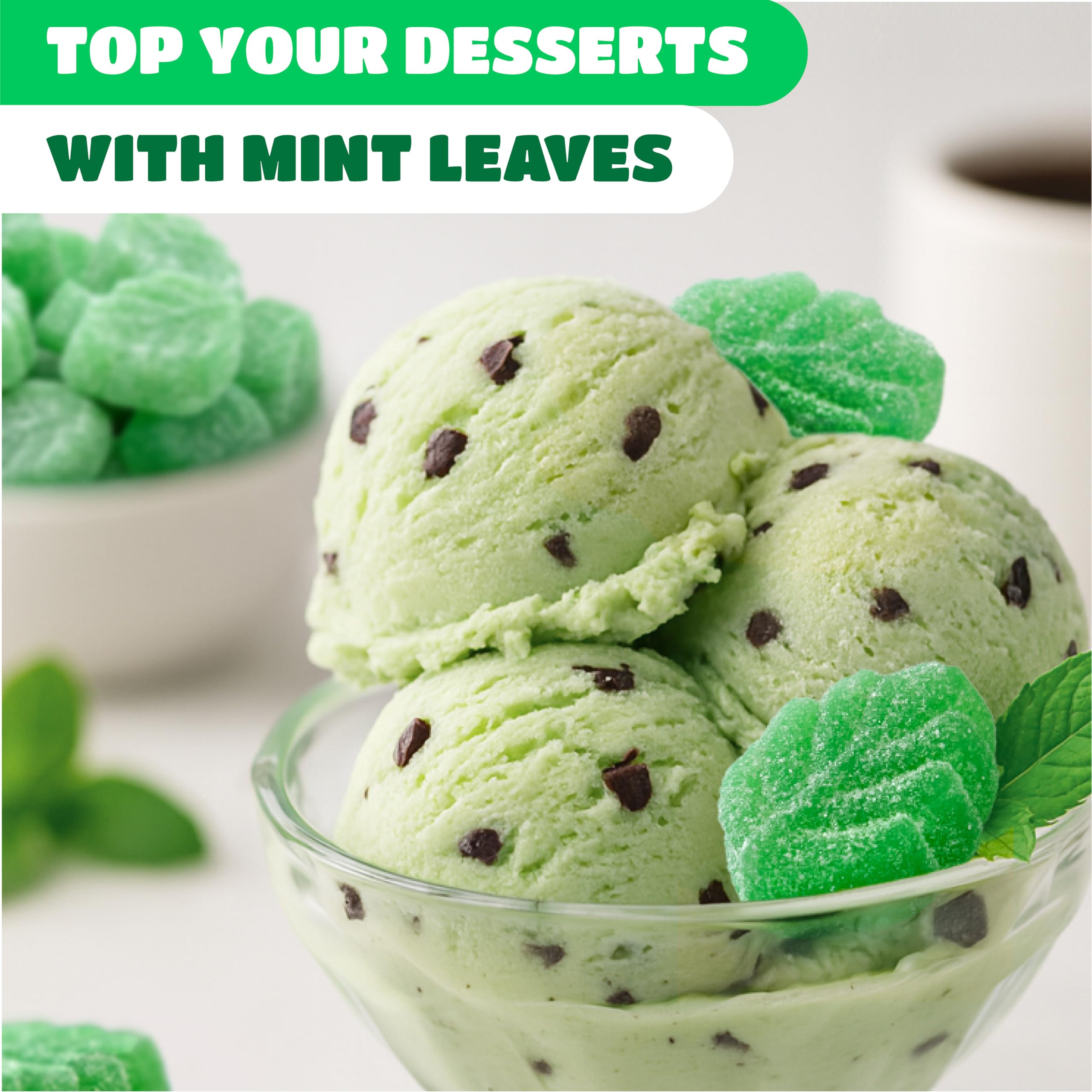 CRAZYOUTLET Spearmint Leaves Candy cake topping – minty accents for cupcakes.