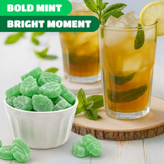 CRAZYOUTLET Spearmint Leaves Candy on dish – eye catching mint leaves for buffets.
