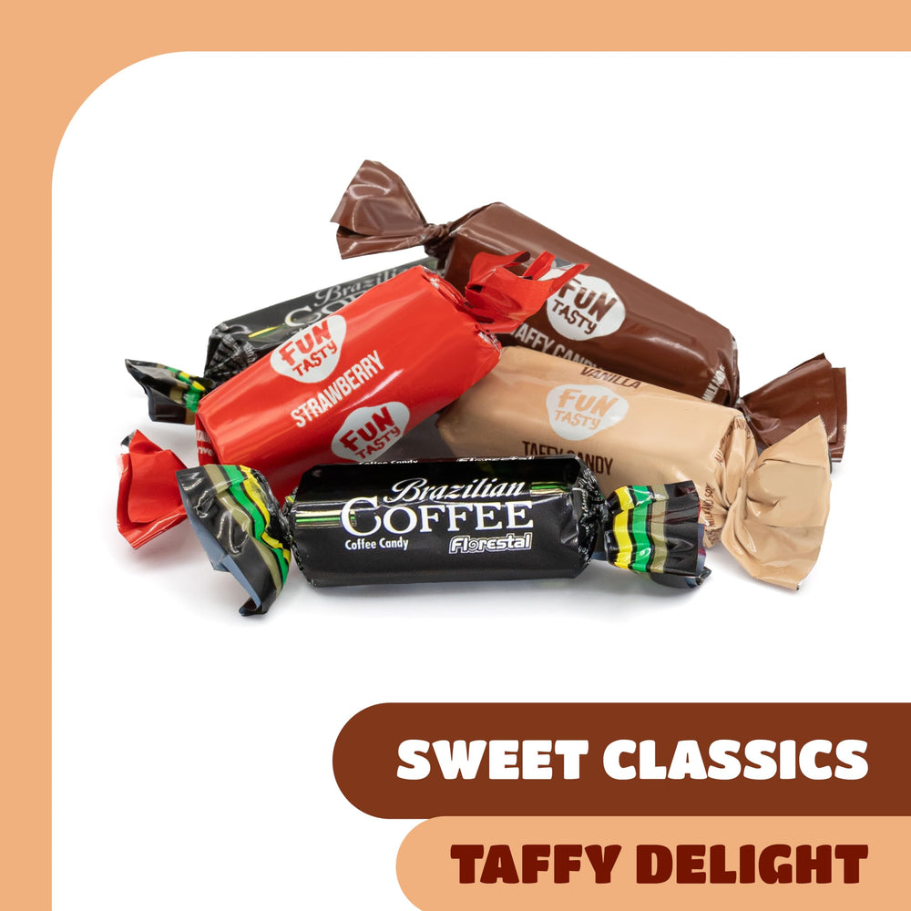 CrazyOutlet Taffy Candy Mix chocolate caramels offering rich, nostalgic notes for dessert pairing.
