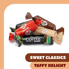 CrazyOutlet Taffy Candy Mix chocolate caramels offering rich, nostalgic notes for dessert pairing.