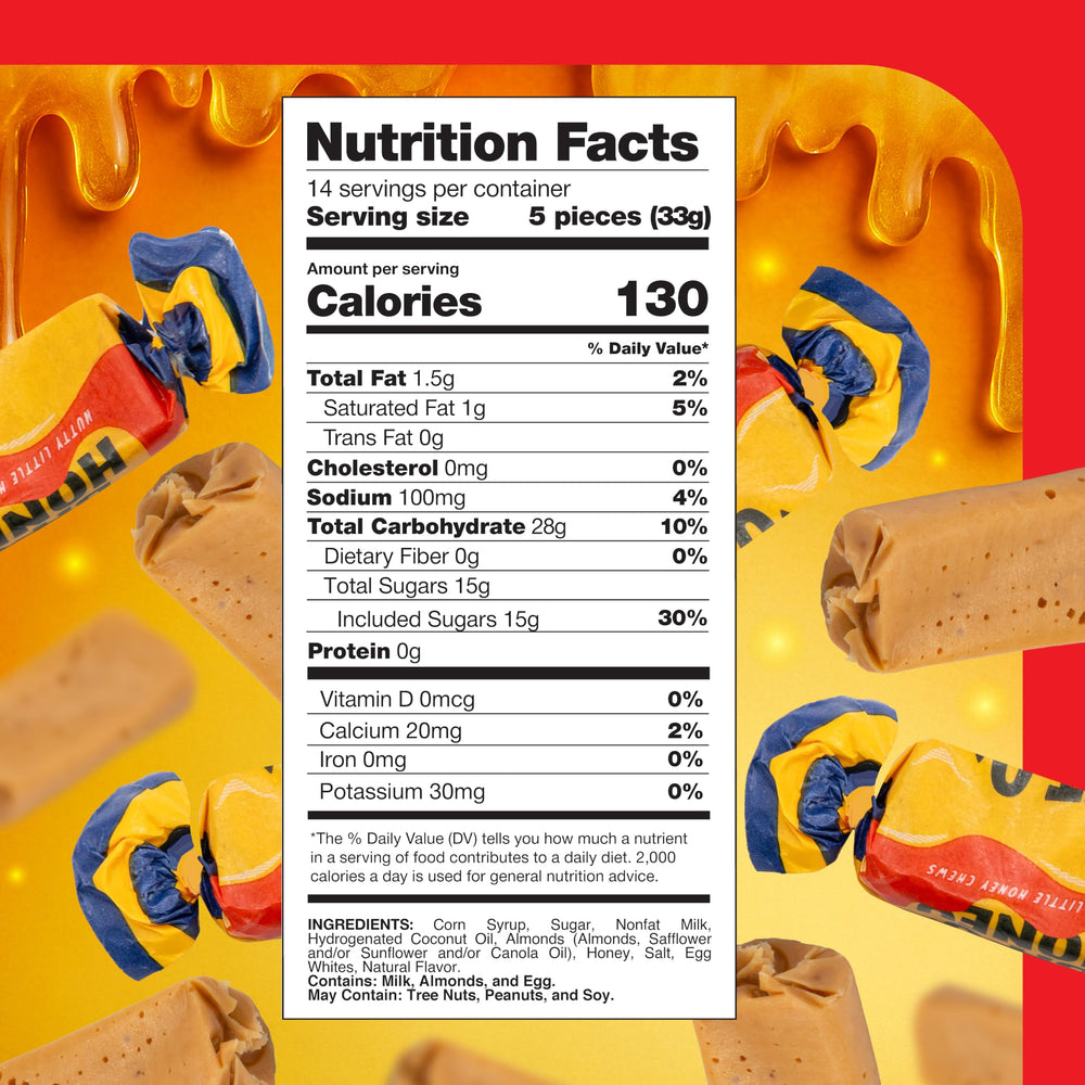 CrazyOutlet Taffy Close-Up Texture shows smooth honey almond chew ideal for snacking.