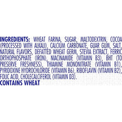 Cream of Wheat nutrition panel showing five vitamins plus vitamin D calcium and iron