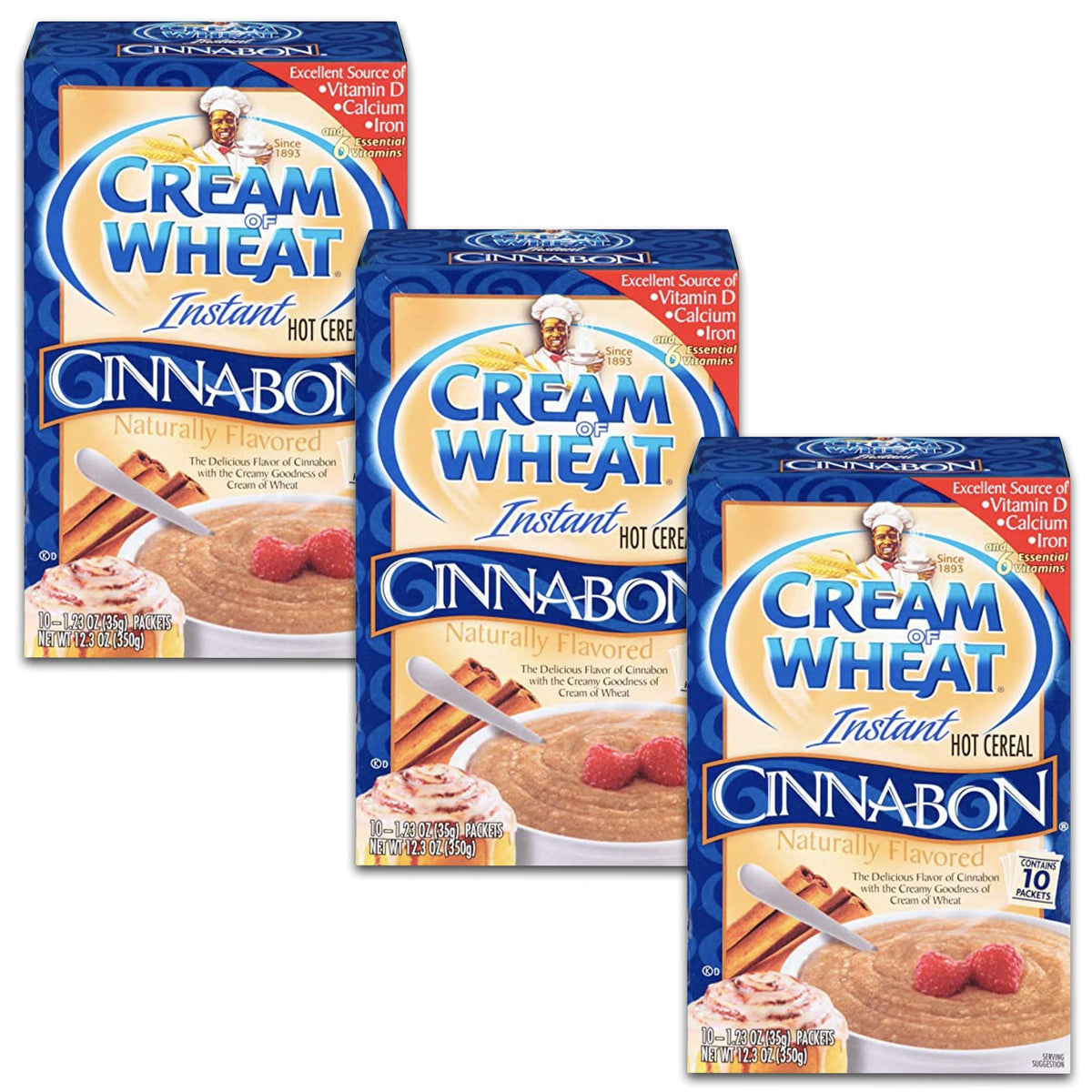 Cream of Wheat Cinnabon flavor box 3-pack for quick, comforting breakfasts.