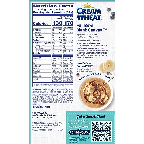 Cream of Wheat Cinnabon packets arranged for quick, warm breakfasts.