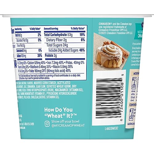 In-cup view highlights creamy texture and cinnamon aroma of Cream of Wheat Cinnabon To-Go Cups