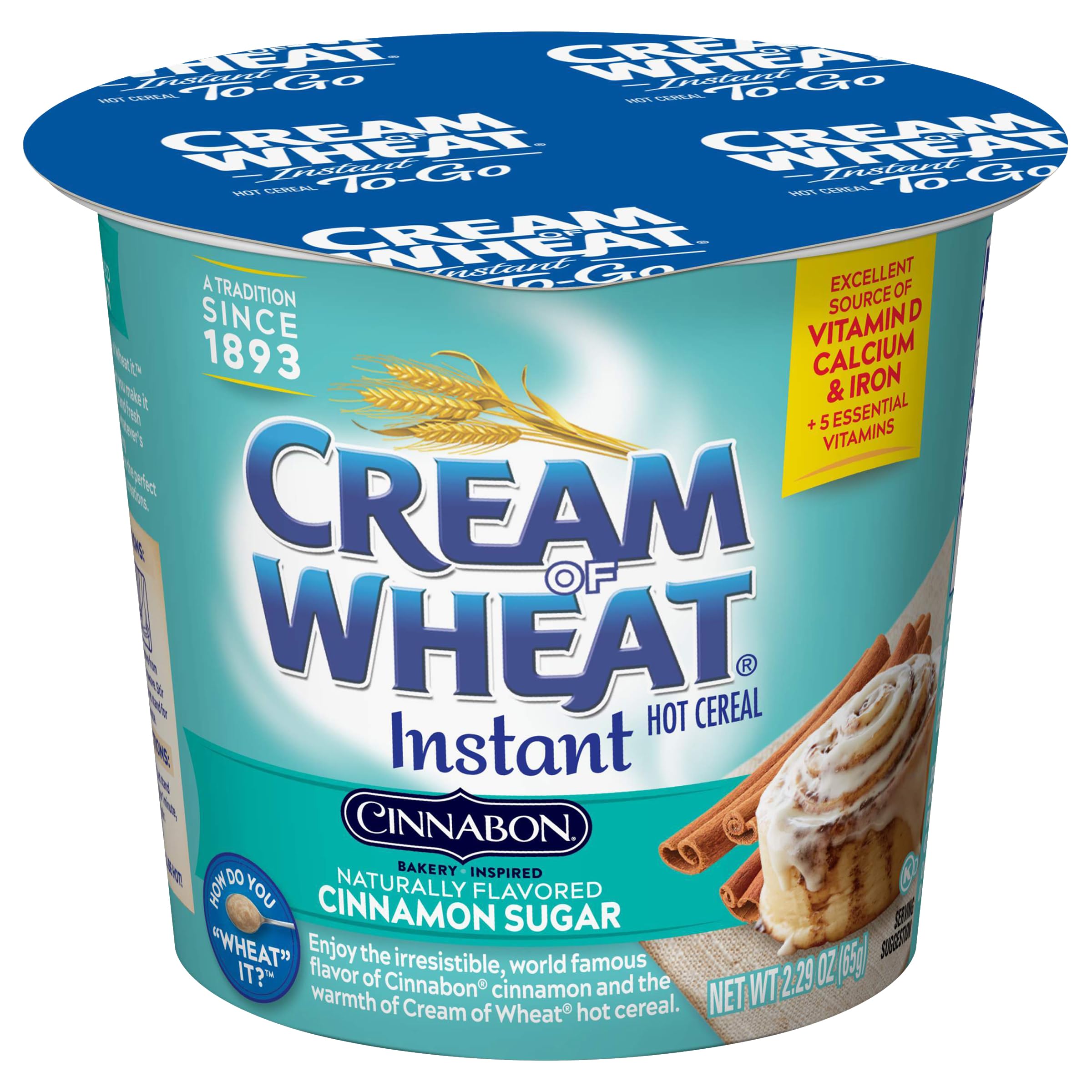 Cream of Wheat Cinnabon To-Go Cups hero image showing quick breakfast option