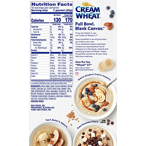 Cream of Wheat instant hot cereal with banana and cream, ready in minutes.