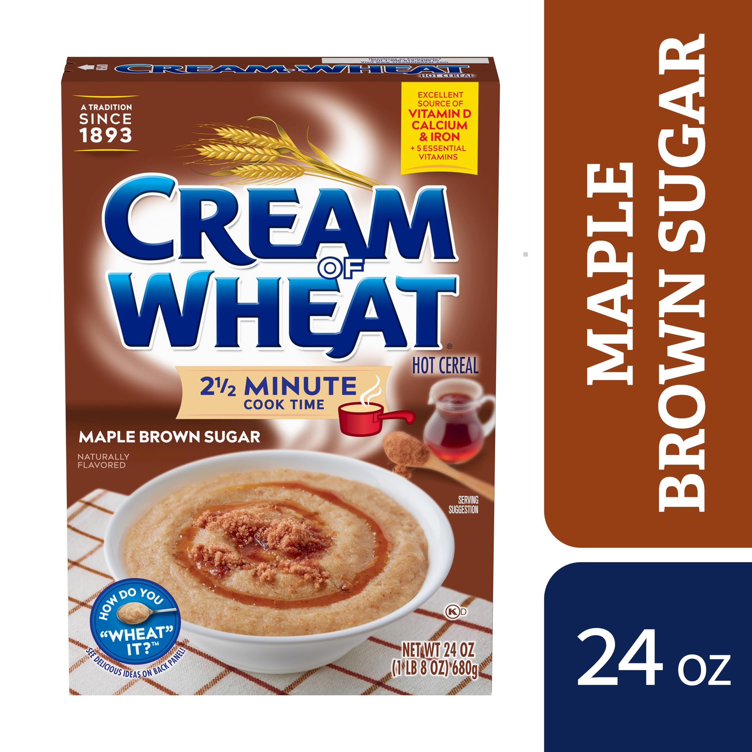 Cream of Wheat maple brown sugar pot on stove during cooking.