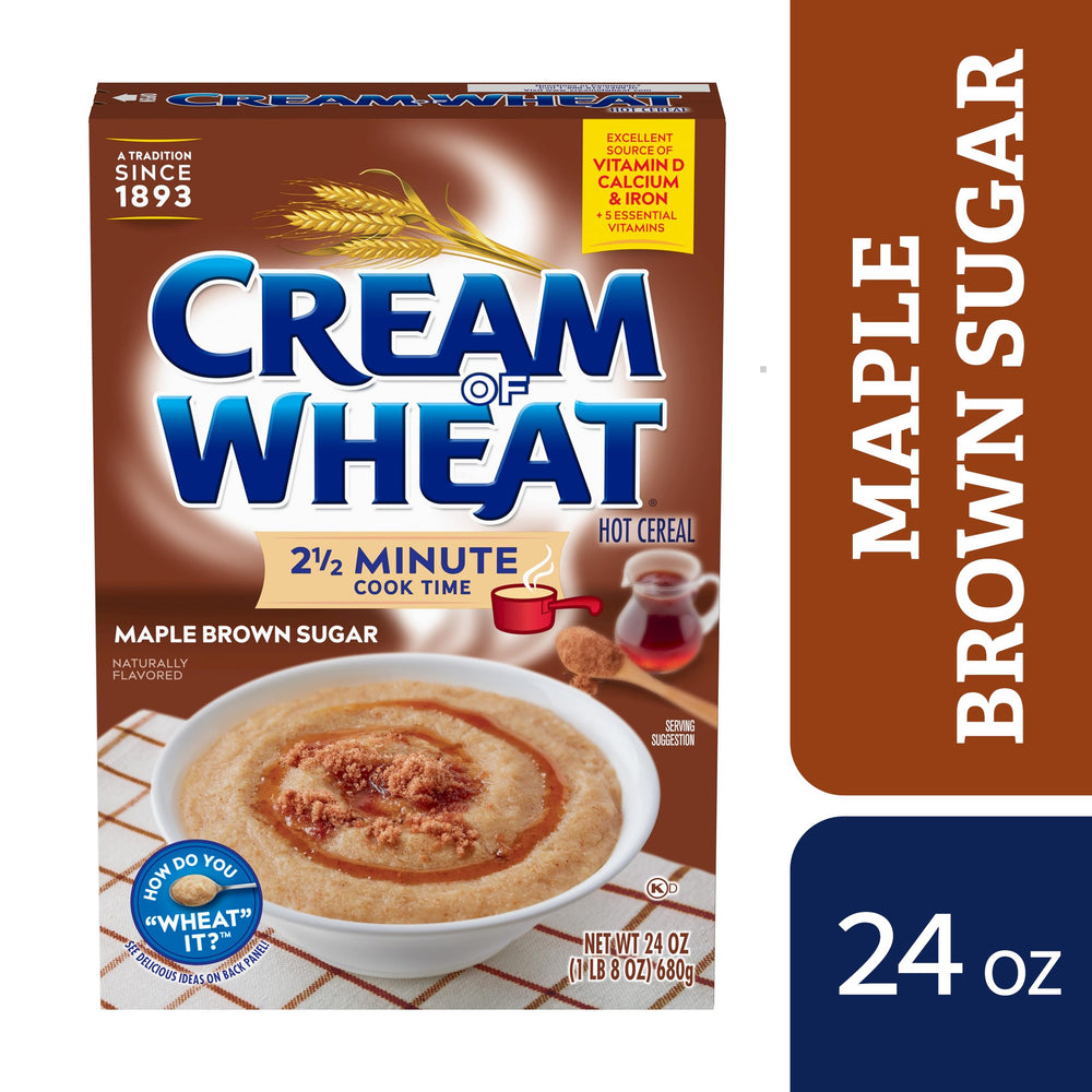 Cream of Wheat maple brown sugar pot on stove during cooking.