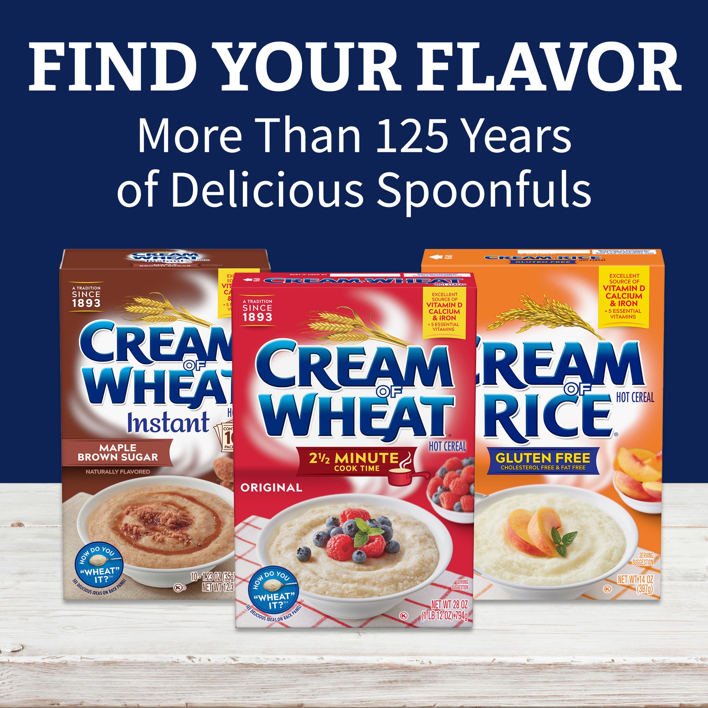 Cream of Wheat packet close-up highlighting maple brown sugar flavor.