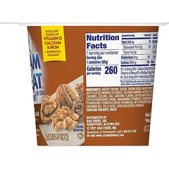 Pouring Cream of Wheat to-go cup Maple Brown Sugar Walnut into a bowl.