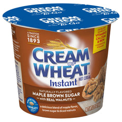 Cream of Wheat to-go cup Maple Brown Sugar Walnut for a quick breakfast.
