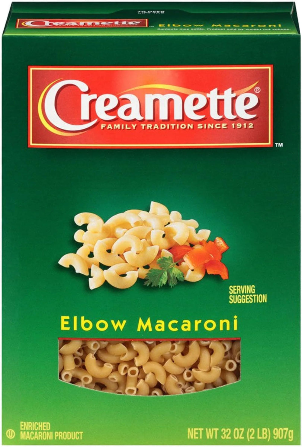 Creamette elbow macaroni pasta cooking in about 15 minutes for easy weeknight meals.