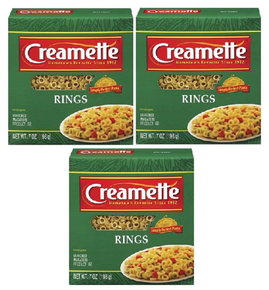 Creamette short cut pasta rings box front, ready for quick weeknight meals.
