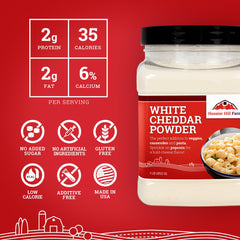 Creamy cheese sauce made with Hoosier Hill Farm cheddar powder.