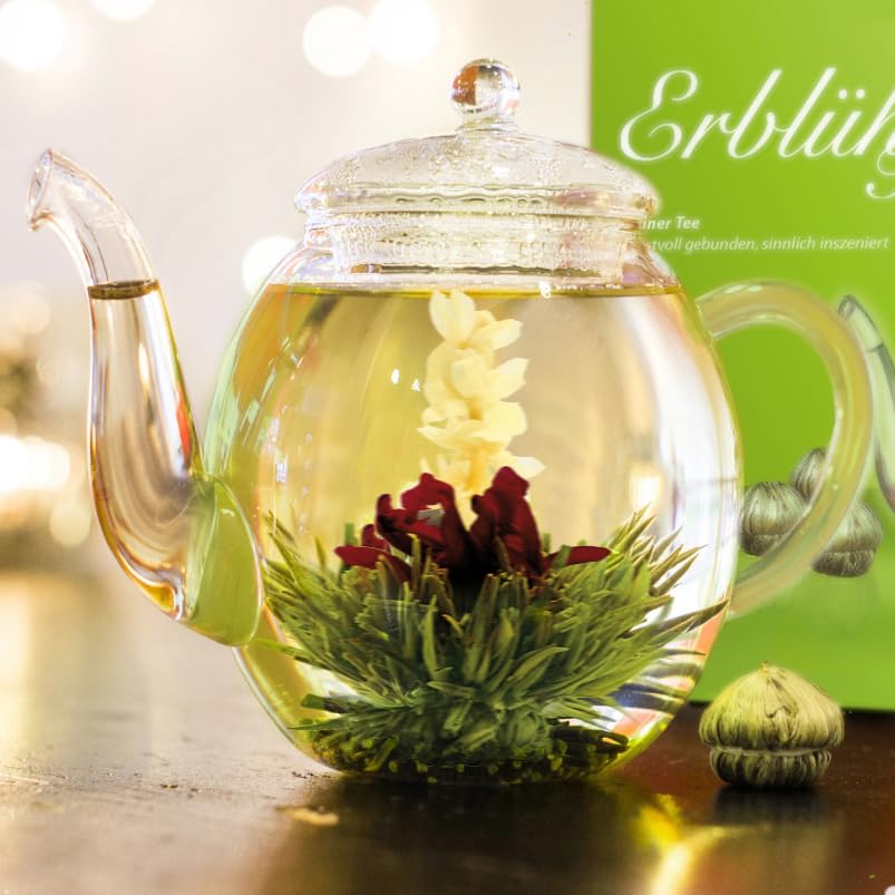 Creano glass teapot 17oz shown for easy bloom viewing and durable brewing