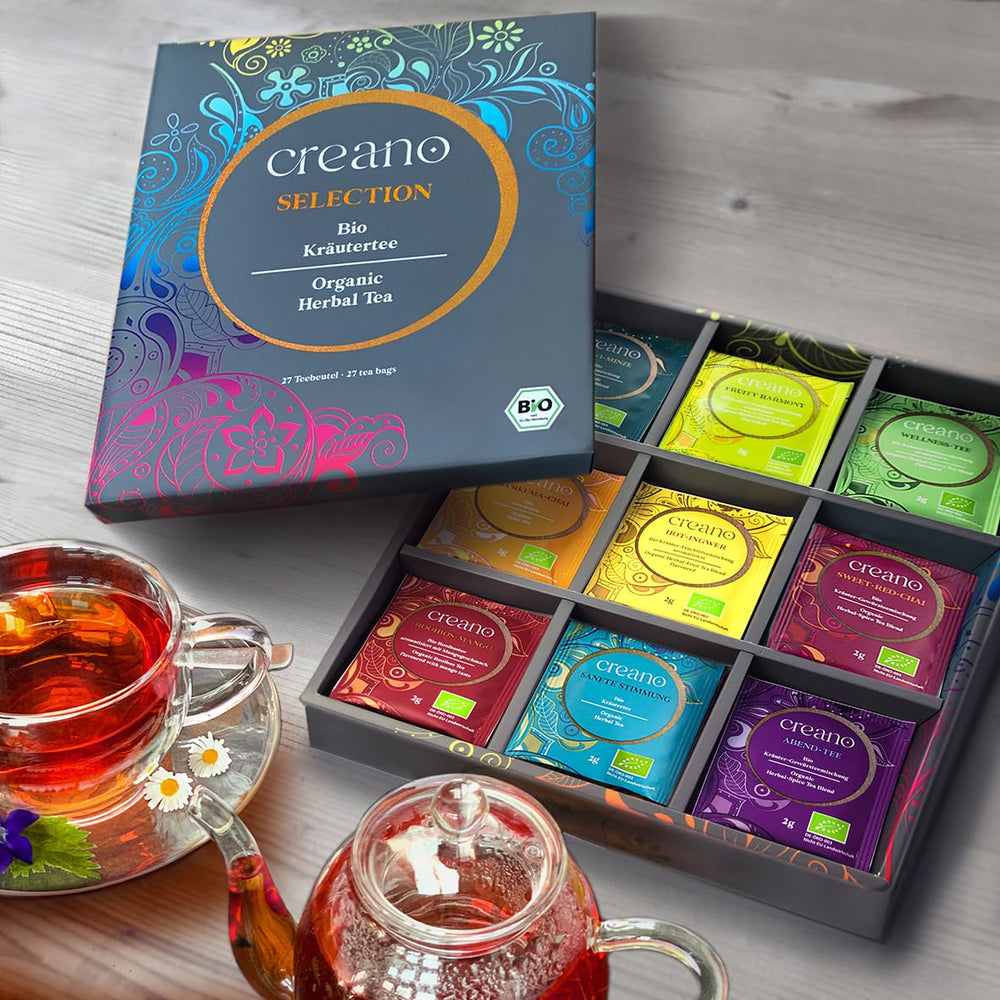 Creano Turmeric Chai tea bags with warm, spice-forward aroma