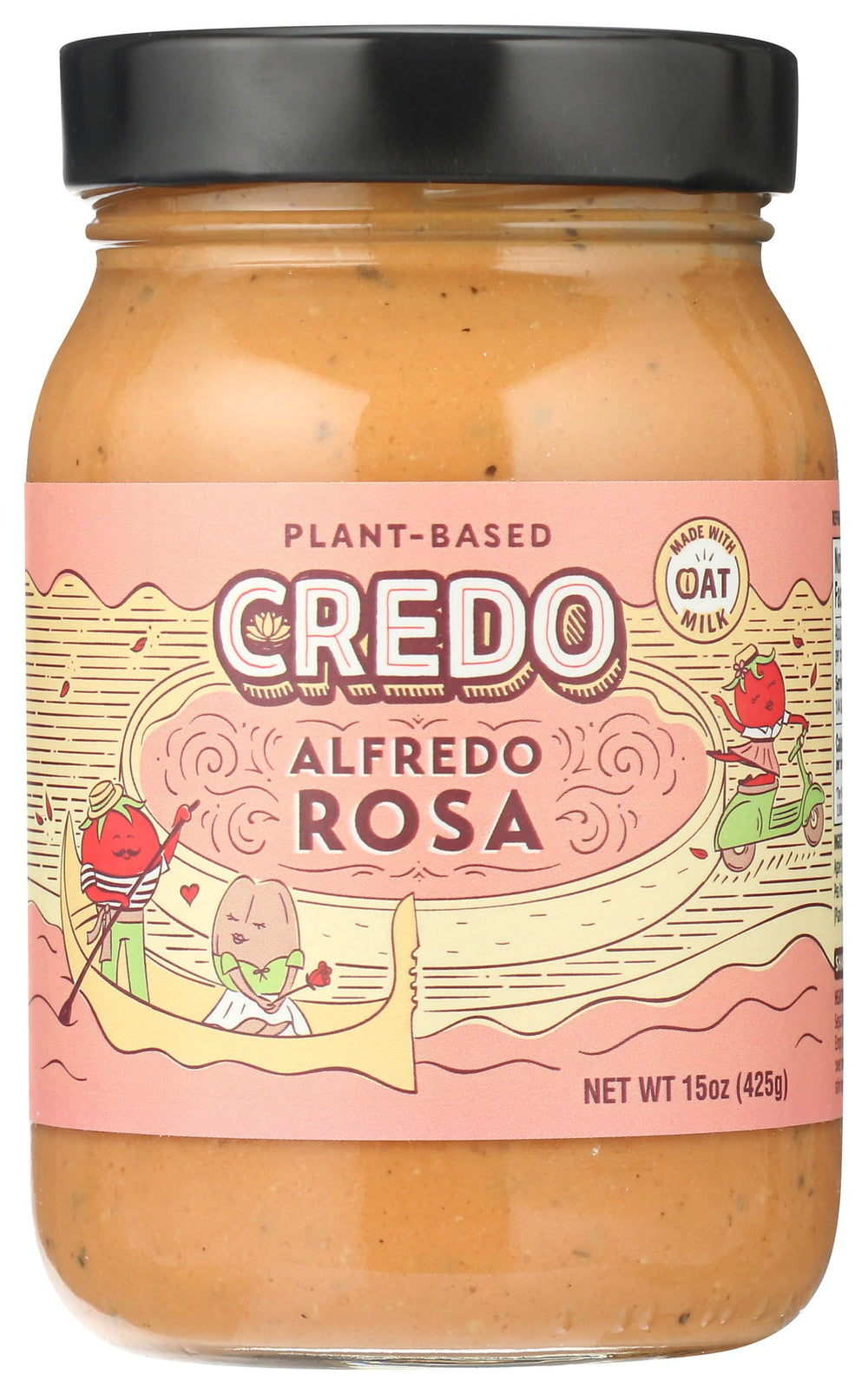 CREDO Foods Plant Based Alfredo Rosa bottle ideal for creamy dairy free pasta