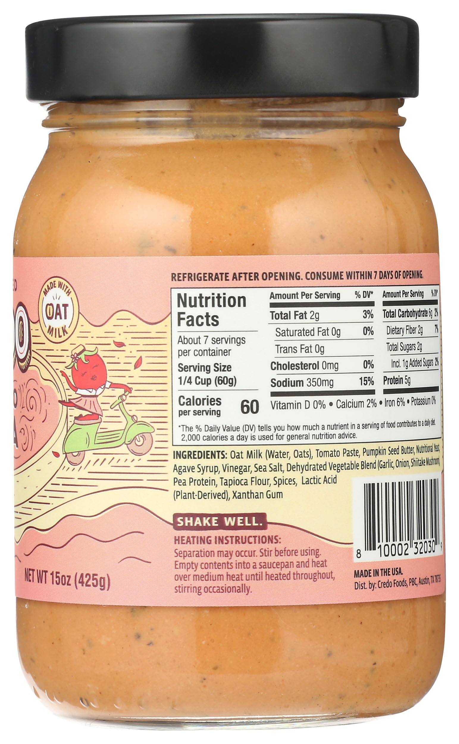 CREDO Alfredo Rosa jar closeup highlights clean label ingredients
