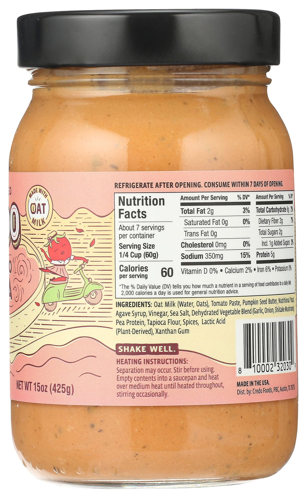 CREDO Alfredo Rosa pour demonstrates quick dairy free sauce for vegan meals