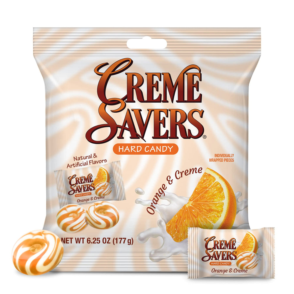 Creme Savers 6.25oz bag on display, nostalgia and convenience.