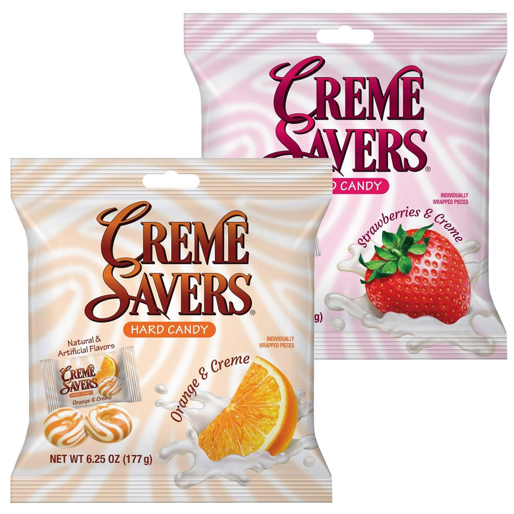 Crème Savers orange and creme candy bag front for on-the-go snacking